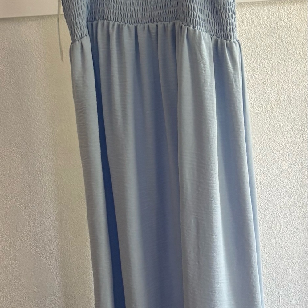 Derek Heart Light Blue Smocked Maxi Dress Size L NWT NEW - Picture 3 of 5